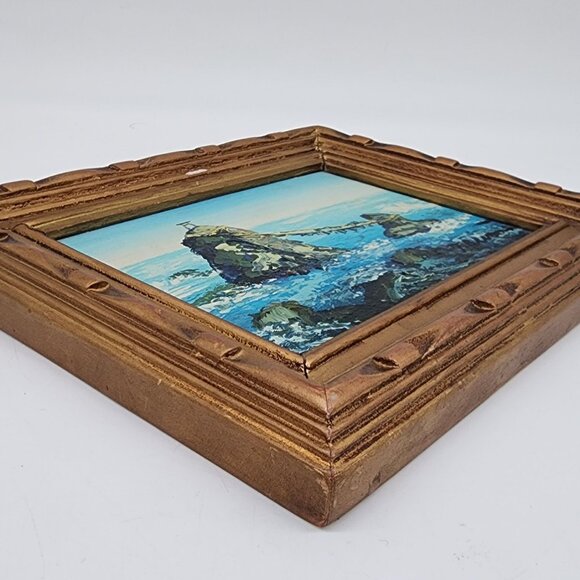 Signed Original Oil on Board Painting Ocean Surf 5" x 7" Framed Vintage Brioni - Picture 10 of 14